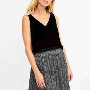 LOFT Dark Grey Charcoal Velvet Double V Shell Tank in Size XS